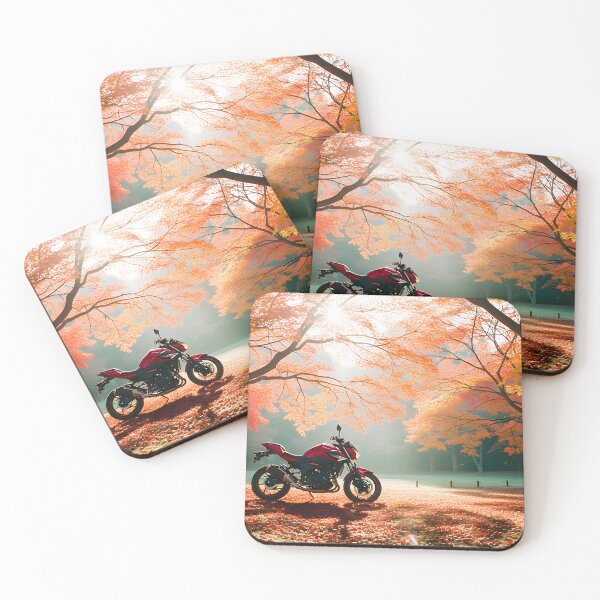 Item preview, Red Motorcycle in Autumn Forest designed and sold by MINE Design-Works.