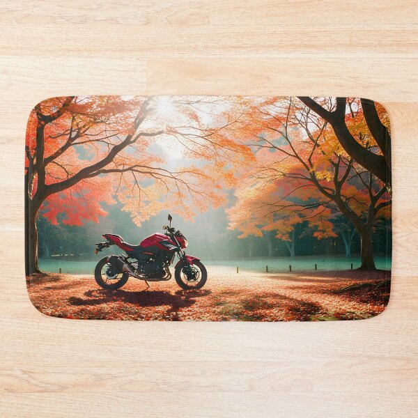 Item preview, Red Motorcycle in Autumn Forest designed and sold by MINE Design-Works.