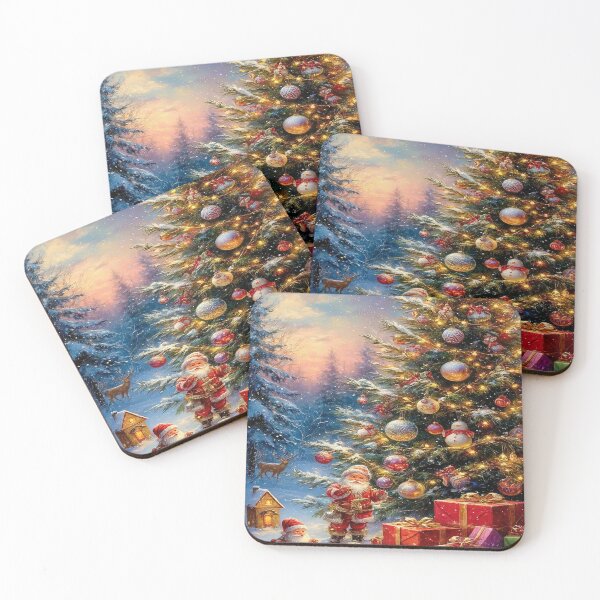 Item preview, Magical Christmas Tree With Santa – Vintage Holiday Art designed and sold by AmetistLight.