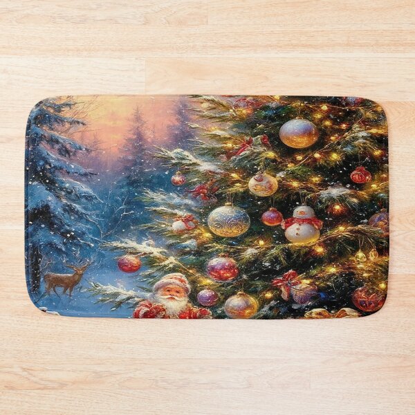 Item preview, Magical Christmas Tree With Santa – Vintage Holiday Art designed and sold by AmetistLight.
