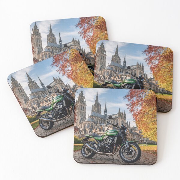 Item preview, Green Retro Motorcycle in Autumn Park designed and sold by MINE Design-Works.