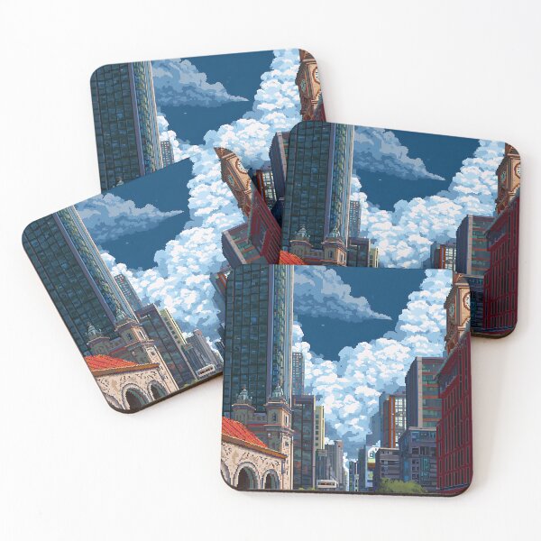 Item preview, Retro Pixelated Cityscape Art designed and sold by bapupa.