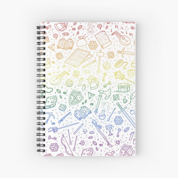 Tabletop RPG Pattern – Rainbow Spiral Notebook