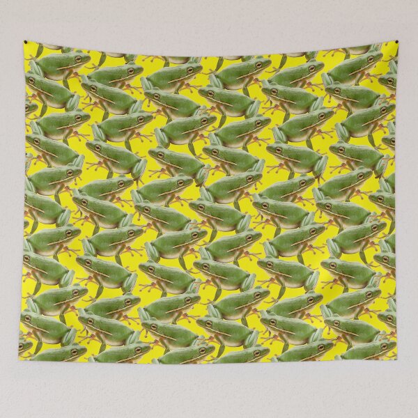 Item preview, Frogs fabric on yellow design designed and sold by TerenceLacey.