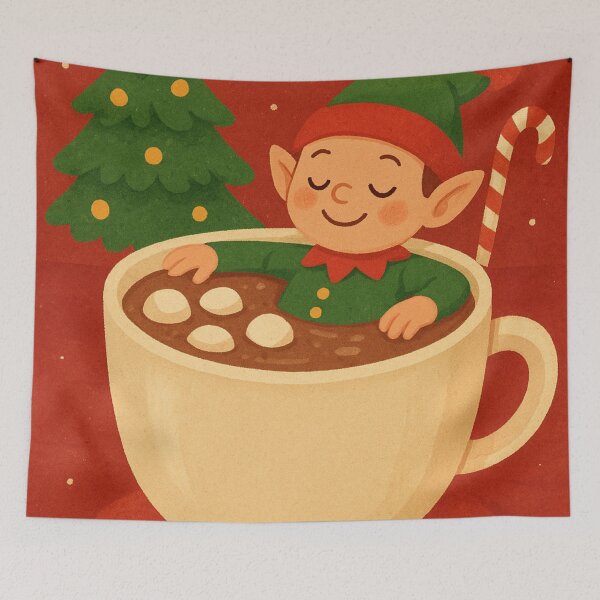 Item preview, Cute Elf in Hot Cocoa Bath designed and sold by EvardeanPlus.