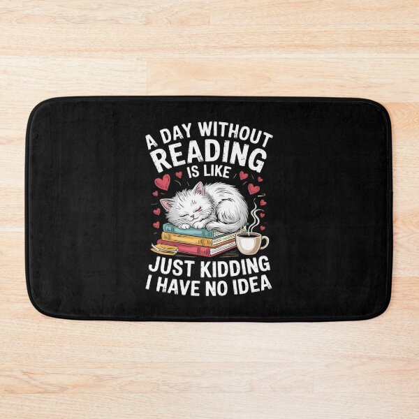 Item preview, A Day Without Reading Bookworm Cat Coffee Book lovers  designed and sold by lilLilaBatArt.