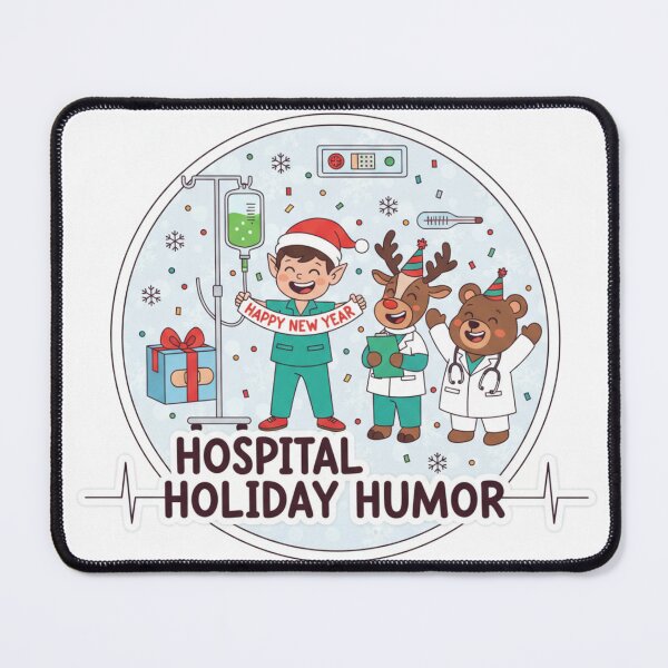 Item preview, New Year's Elf in the Hospital - Funny Christmas Design designed and sold by EdCraftProjects.
