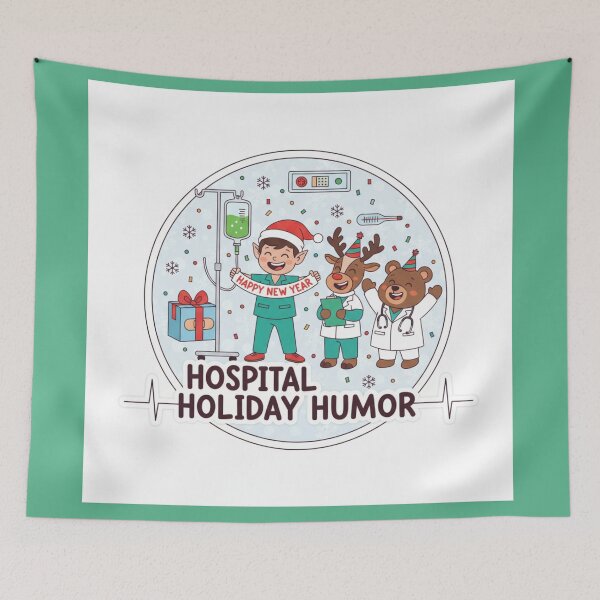 Item preview, New Year's Elf in the Hospital - Funny Christmas Design designed and sold by EdCraftProjects.