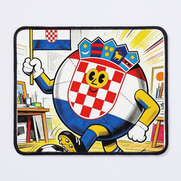 Item preview, Croatian Football Mascot Art | Retro Vintage Cartoon Soccer Player | Šahovnica Checkerboard Fan Design designed and sold by Cherrydora.