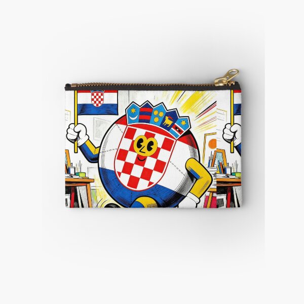 Item preview, Croatian Football Mascot Art | Retro Vintage Cartoon Soccer Player | Šahovnica Checkerboard Fan Design designed and sold by Cherrydora.
