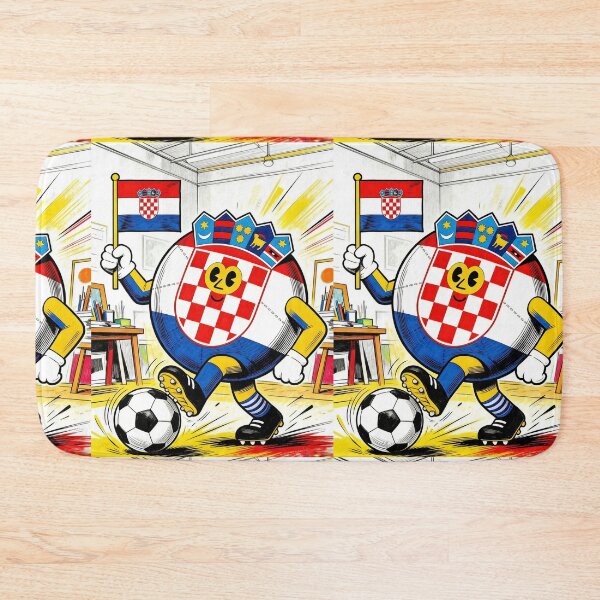 Item preview, Croatian Football Mascot Art | Retro Vintage Cartoon Soccer Player | Šahovnica Checkerboard Fan Design designed and sold by Cherrydora.