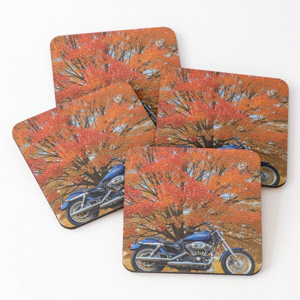 Item preview, Blue Cruiser Motorcycle under Autumn Tree designed and sold by MINE Design-Works.