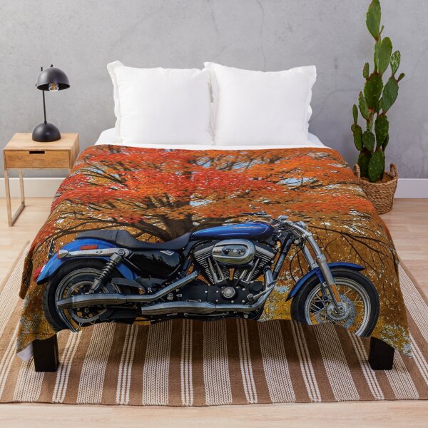 Item preview, Blue Cruiser Motorcycle under Autumn Tree designed and sold by MINE Design-Works.
