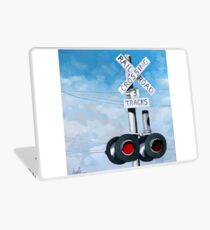 Railroad Crossing - original realistic urban oil painting Laptop Skin