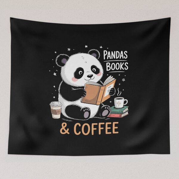 Item preview, Books Reading Reader Panda - Panda Books and Coffee  designed and sold by lilLilaBatArt.