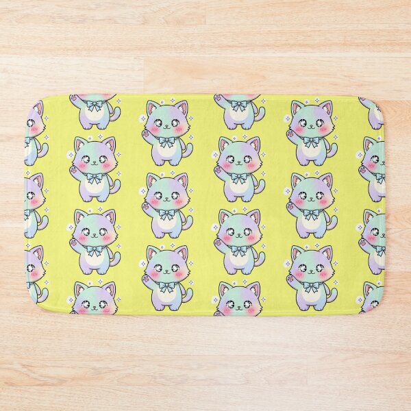 Item preview, Magical Sparkle Pastel Rainbow Cat Kitten Wearing Blue Polka Dot Bow Tie Cute Kawaii Chibi Cat Sticker and Gift designed and sold by bvdesignart.
