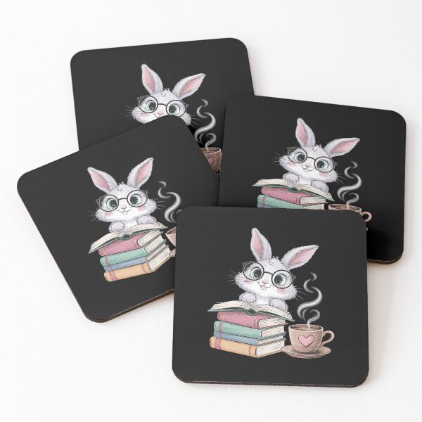 Item preview, Bunny With Books And Coffee Reading Booknerd Bookish Easter  designed and sold by MicanCuteStore.