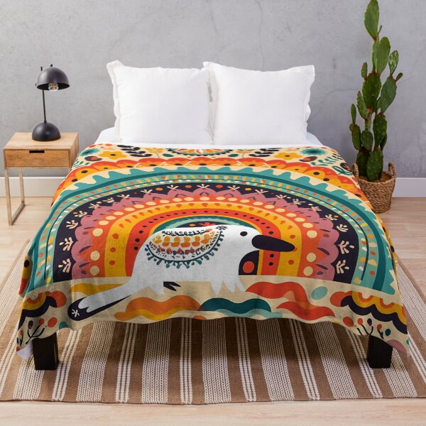 Item preview, Swimming Platypus Under Rainbow – Scandinavian Folk Art by heidiannemorris © designed and sold by FOLK ART FUSION by heidiannemorris.