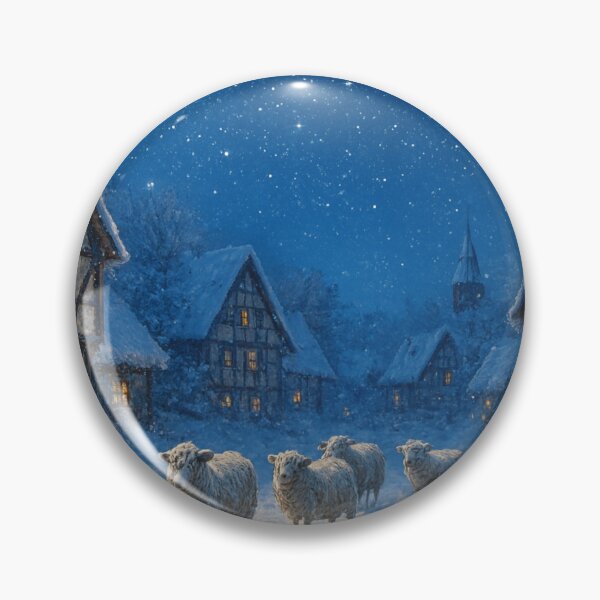 Item preview, Starry night over a snowy village with sheep designed and sold by Sigtrix.
