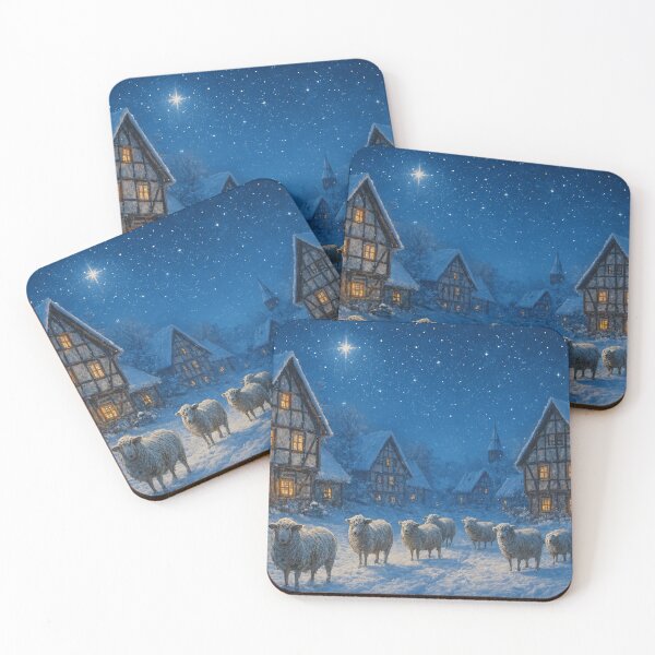 Item preview, Starry night over a snowy village with sheep designed and sold by Sigtrix.