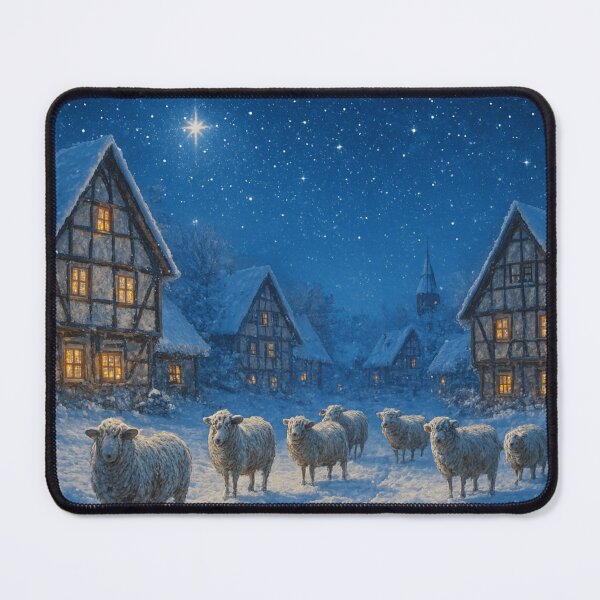 Item preview, Starry night over a snowy village with sheep designed and sold by Sigtrix.