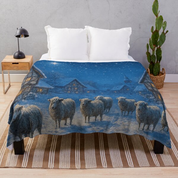 Item preview, Starry night over a snowy village with sheep designed and sold by Sigtrix.