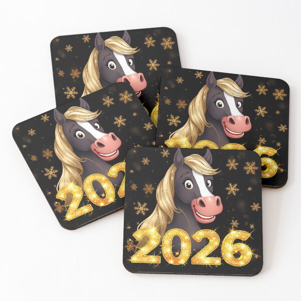 Item preview, Cheerful New Year Horse Illustration 2026 – Festive, Sparkling Holiday Art designed and sold by PixelVibe782.