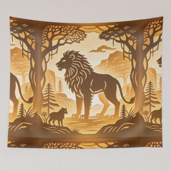 Item preview, Majestic Lion Silhouette Paper Cut Art | Layered Shadow Box Light  designed and sold by Cherrydora.