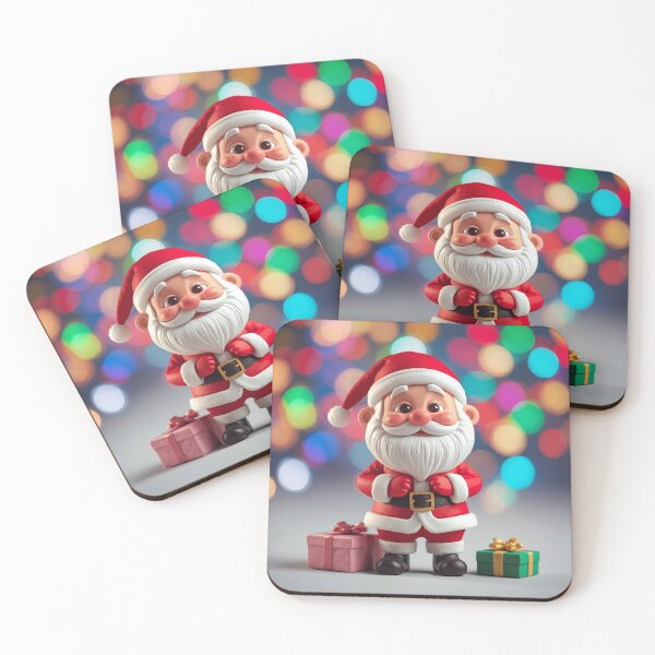 Item preview, Joyful Santa Claus Cartoon Illustration – Festive Christmas Art with Bright Holiday Bokeh designed and sold by PixelVibe782.