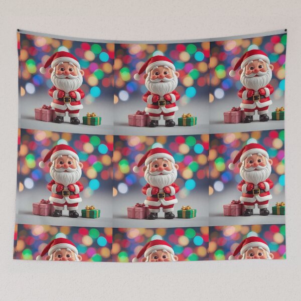 Item preview, Joyful Santa Claus Cartoon Illustration – Festive Christmas Art with Bright Holiday Bokeh designed and sold by PixelVibe782.