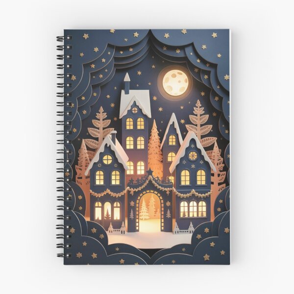 Item preview, Dreamlike 3D Papercut Art Christmas Town Print - Miniature Diorama Layered Winter Poster designed and sold by ZyxDes.