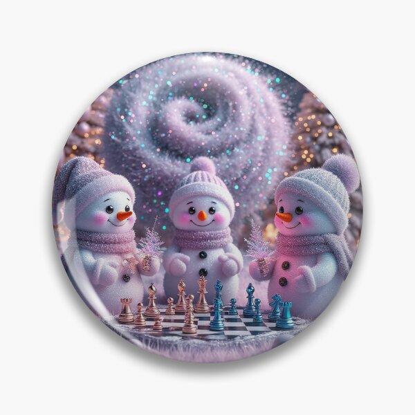 Item preview, Cute Snowmen Playing Chess – Magical Winter Wonderland Art designed and sold by AmetistLight.