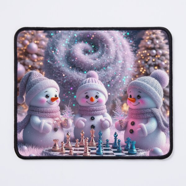 Item preview, Cute Snowmen Playing Chess – Magical Winter Wonderland Art designed and sold by AmetistLight.
