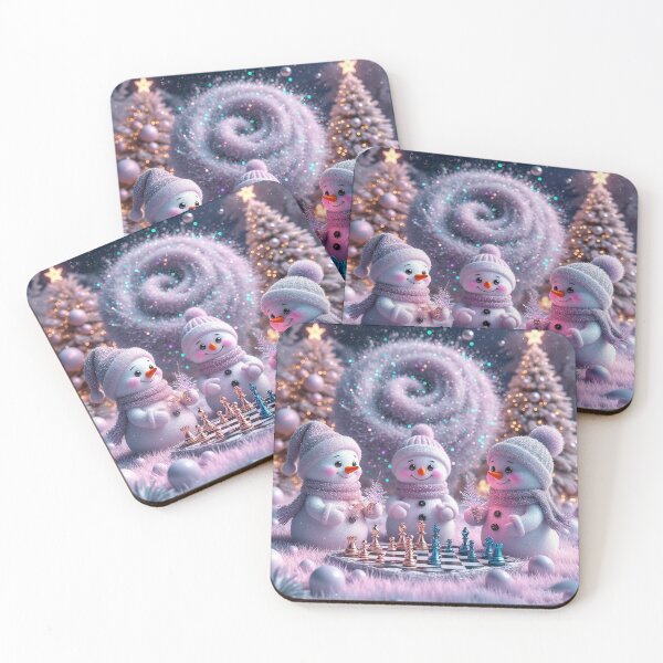 Item preview, Cute Snowmen Playing Chess – Magical Winter Wonderland Art designed and sold by AmetistLight.