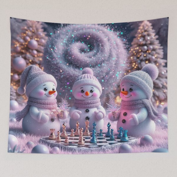 Item preview, Cute Snowmen Playing Chess – Magical Winter Wonderland Art designed and sold by AmetistLight.