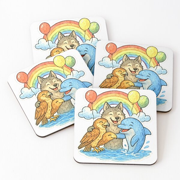 Item preview, animals rainbows and balloons 002 designed and sold by tileartwork.