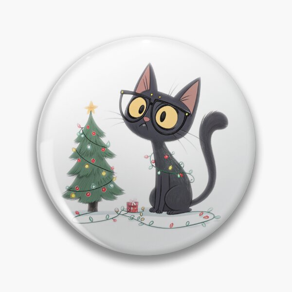 Item preview, Funny Black Cat with Christmas Lights | Cute Holiday Illustration designed and sold by VivoStudio.