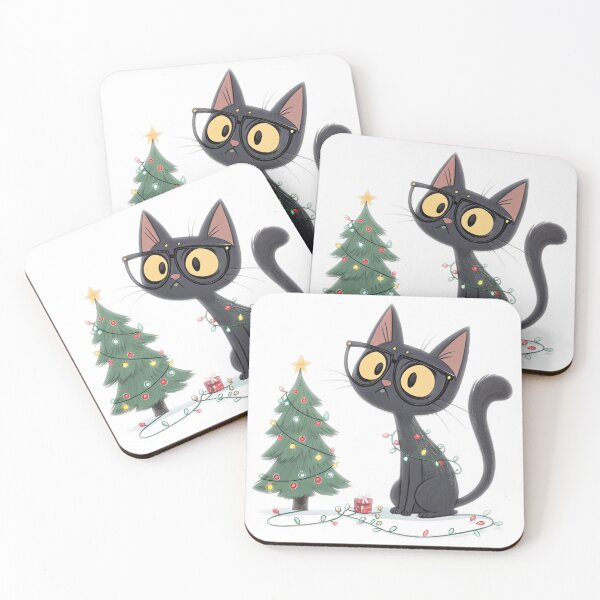 Item preview, Funny Black Cat with Christmas Lights | Cute Holiday Illustration designed and sold by VivoStudio.