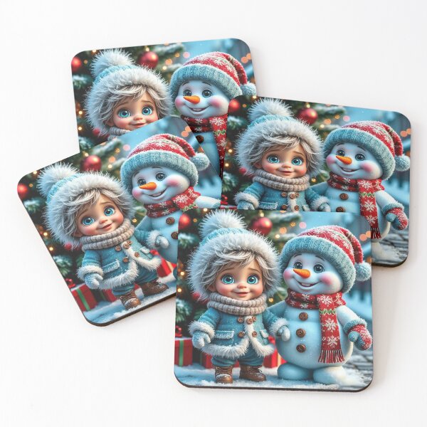 Item preview, Cute Winter Kid and Snowman – Adorable Christmas Holiday Illustration designed and sold by AmetistLight.