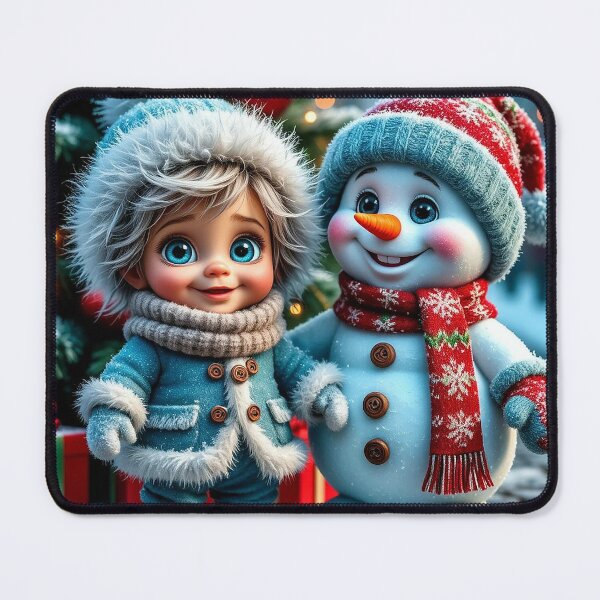 Item preview, Cute Winter Kid and Snowman – Adorable Christmas Holiday Illustration designed and sold by AmetistLight.