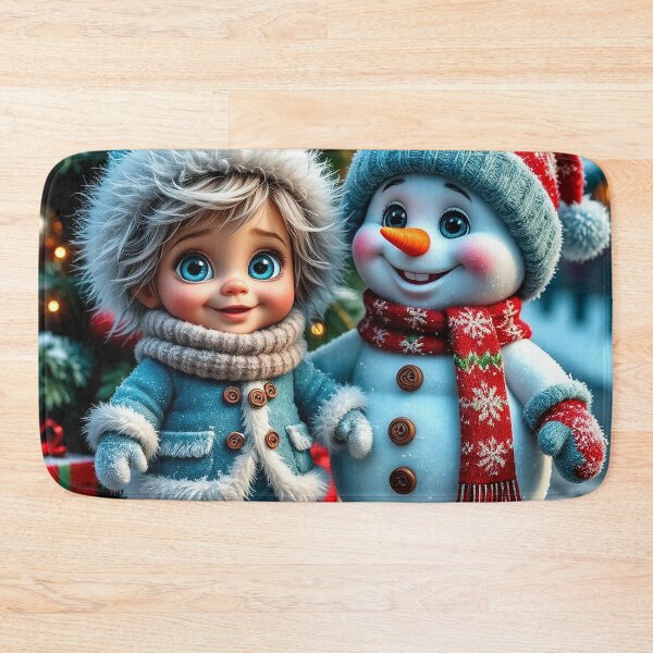 Item preview, Cute Winter Kid and Snowman – Adorable Christmas Holiday Illustration designed and sold by AmetistLight.