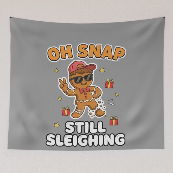 Item preview, Oh Snap Still Sleighing T-Shirt, funny gingerbread Christmas joke gift, cool holiday cookie graphic tee, festive cartoon tee designed and sold by Kukiishop.