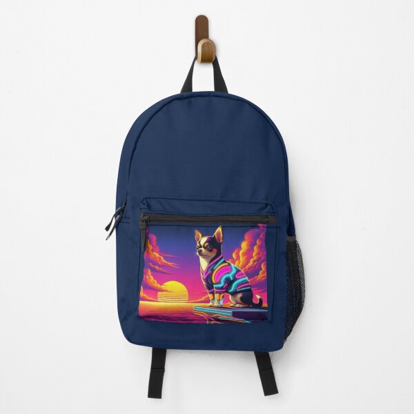 Item preview, Neon Chihuahua in Synthwave Sunset designed and sold by Dogandesighn.