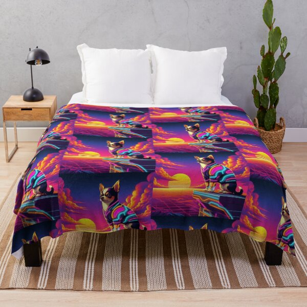 Item preview, Neon Chihuahua in Synthwave Sunset designed and sold by Dogandesighn.