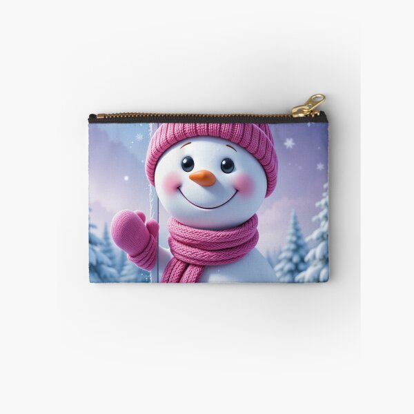 Item preview, Playful Snowman Peeking Illustration – Festive Winter Holiday Art in Pink and Frosty Colors designed and sold by PixelVibe782.
