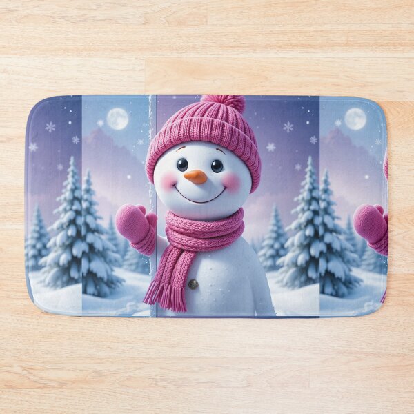 Item preview, Playful Snowman Peeking Illustration – Festive Winter Holiday Art in Pink and Frosty Colors designed and sold by PixelVibe782.