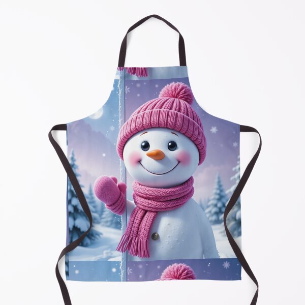 Item preview, Playful Snowman Peeking Illustration – Festive Winter Holiday Art in Pink and Frosty Colors designed and sold by PixelVibe782.