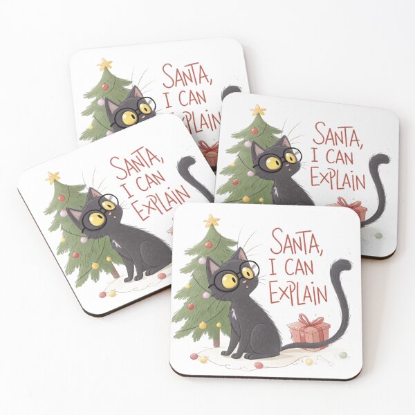 Item preview, Santa, I Can Explain | Funny Christmas Black Cat Illustration designed and sold by VivoStudio.