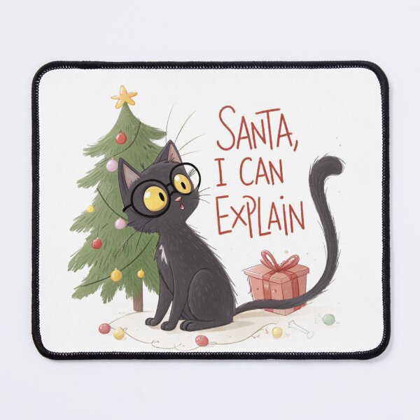 Item preview, Santa, I Can Explain | Funny Christmas Black Cat Illustration designed and sold by VivoStudio.