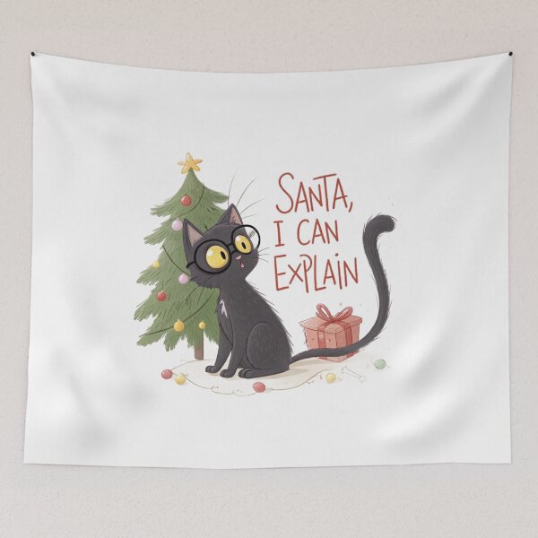 Item preview, Santa, I Can Explain | Funny Christmas Black Cat Illustration designed and sold by VivoStudio.
